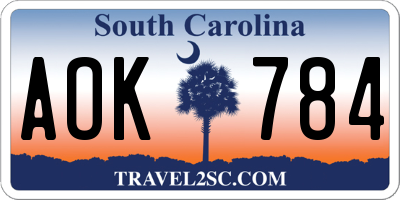 SC license plate AOK784