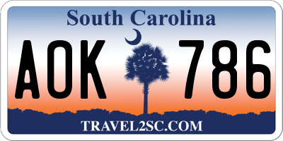 SC license plate AOK786