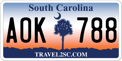 SC license plate AOK788