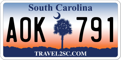 SC license plate AOK791