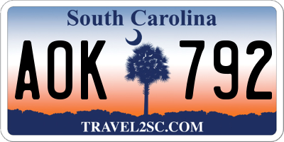 SC license plate AOK792