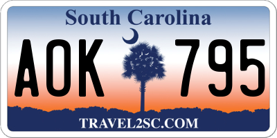 SC license plate AOK795