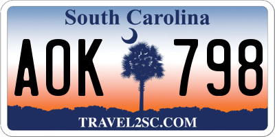 SC license plate AOK798