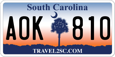 SC license plate AOK810
