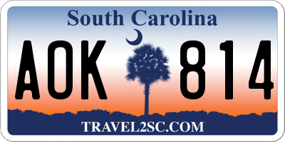 SC license plate AOK814