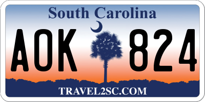 SC license plate AOK824