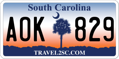 SC license plate AOK829