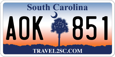 SC license plate AOK851