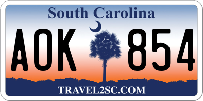 SC license plate AOK854