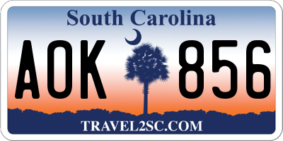 SC license plate AOK856