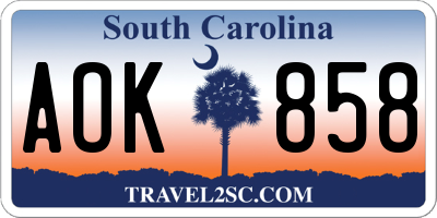 SC license plate AOK858