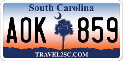 SC license plate AOK859