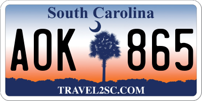 SC license plate AOK865