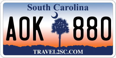 SC license plate AOK880