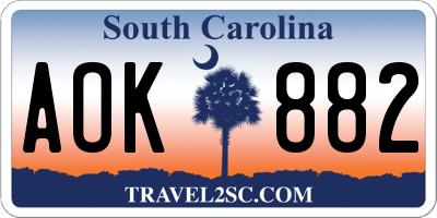 SC license plate AOK882