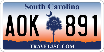 SC license plate AOK891