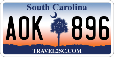 SC license plate AOK896