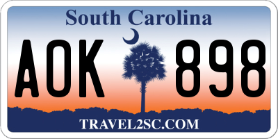 SC license plate AOK898