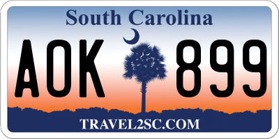 SC license plate AOK899