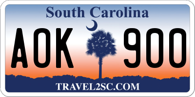 SC license plate AOK900