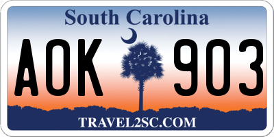SC license plate AOK903