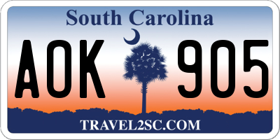SC license plate AOK905