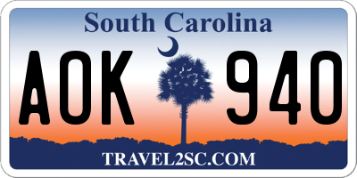 SC license plate AOK940