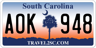 SC license plate AOK948