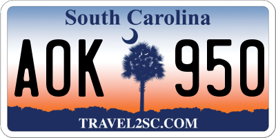 SC license plate AOK950