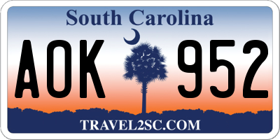 SC license plate AOK952
