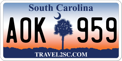 SC license plate AOK959