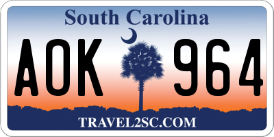 SC license plate AOK964