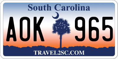 SC license plate AOK965