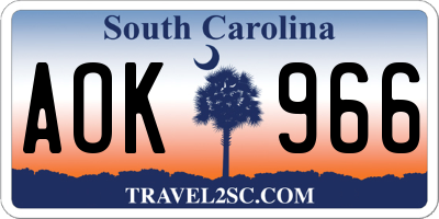 SC license plate AOK966
