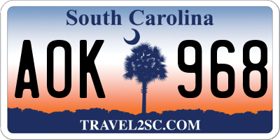 SC license plate AOK968