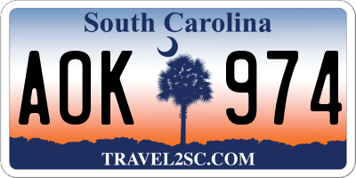 SC license plate AOK974
