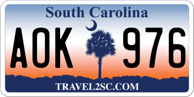 SC license plate AOK976