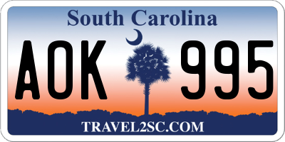 SC license plate AOK995