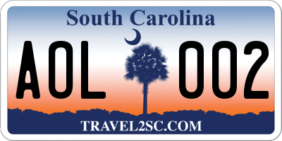 SC license plate AOL002