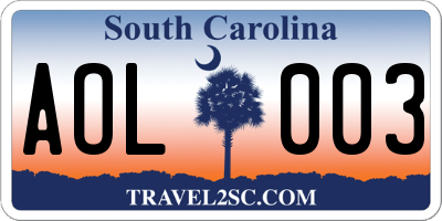 SC license plate AOL003