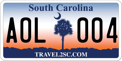 SC license plate AOL004