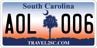 SC license plate AOL006
