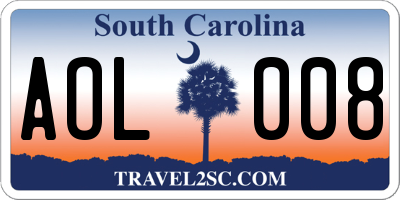 SC license plate AOL008