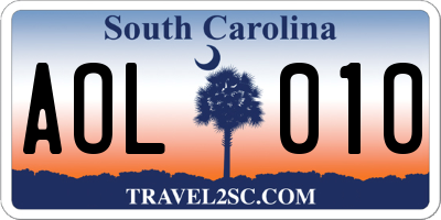SC license plate AOL010