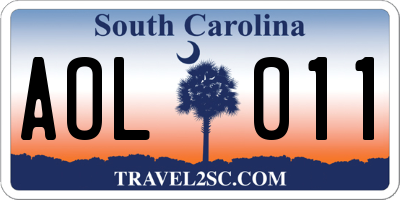 SC license plate AOL011