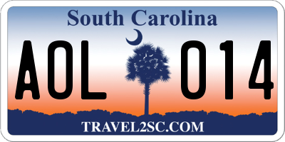 SC license plate AOL014