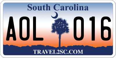 SC license plate AOL016