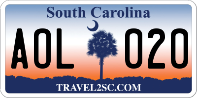 SC license plate AOL020