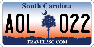 SC license plate AOL022
