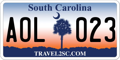 SC license plate AOL023